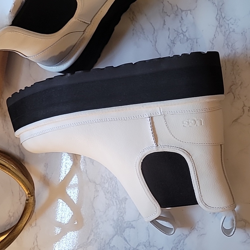 UGG NEUMEL SHEARLING PLATFORM CHELSEA BOOTS WHITE SZ 10 - Picture 17 of 17